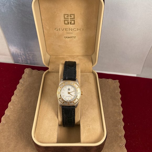 Vintage Givenchy Paris Watch 18K 10 Micron Gold Plated Arabic Numerals 8 inch St - Picture 2 of 10